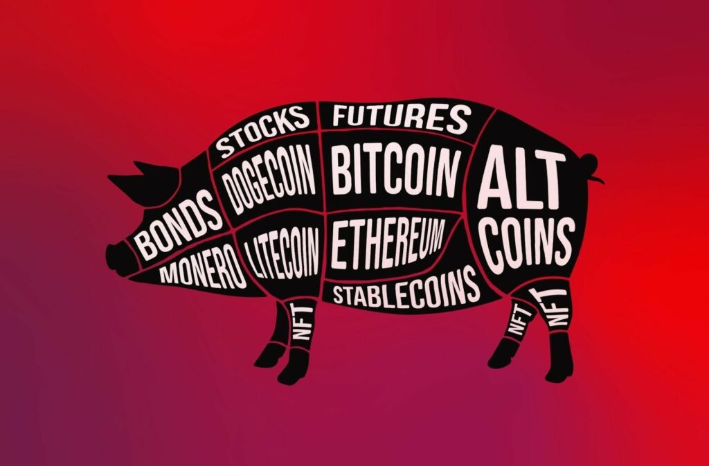 杀猪盘与加密投资骗局示意图